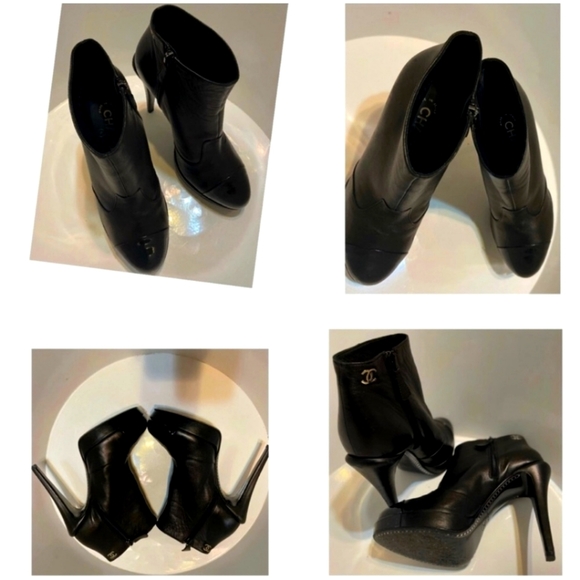 Chanel Black Leather Booties. - Picture 1 of 5